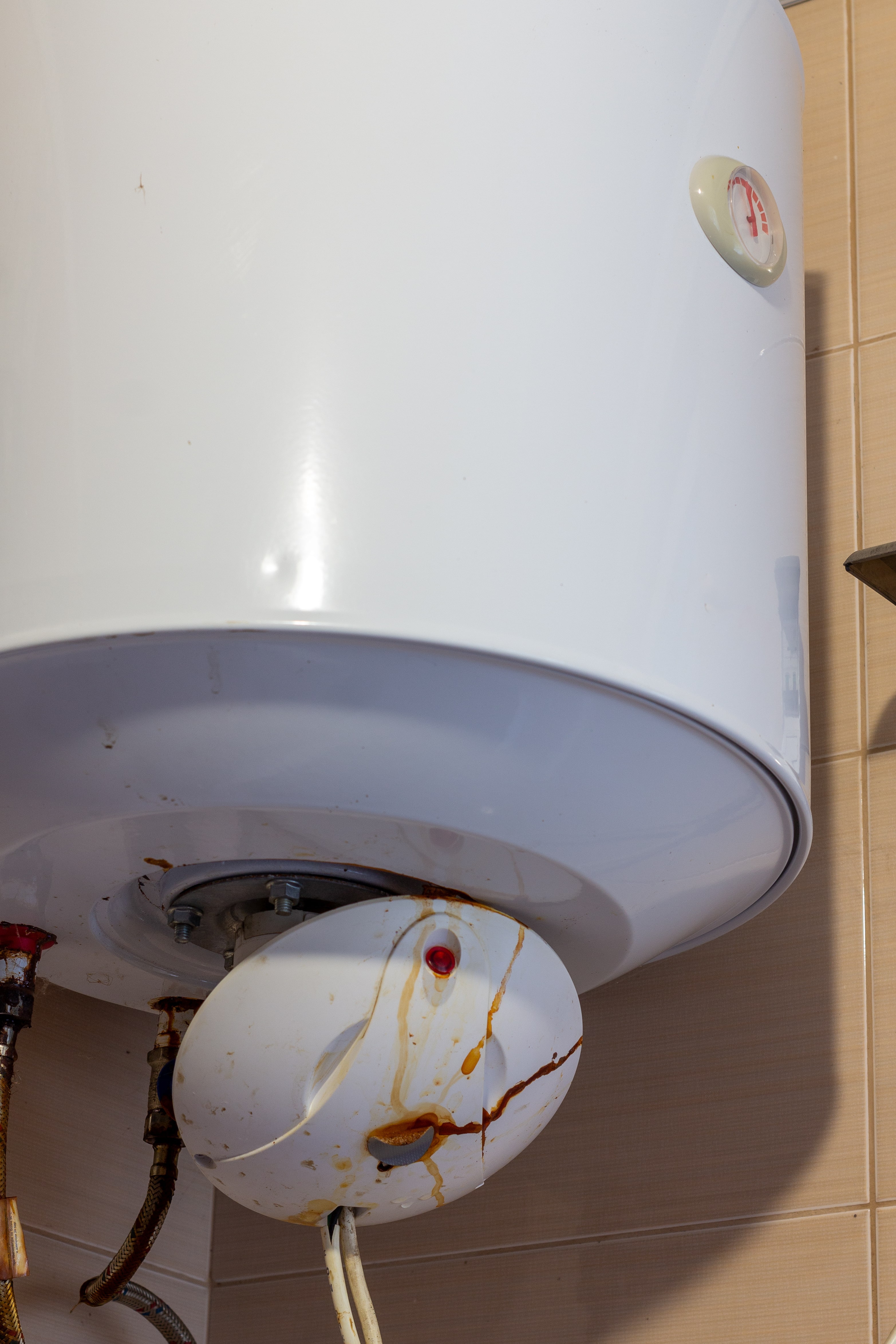 rusty water leaking boiler