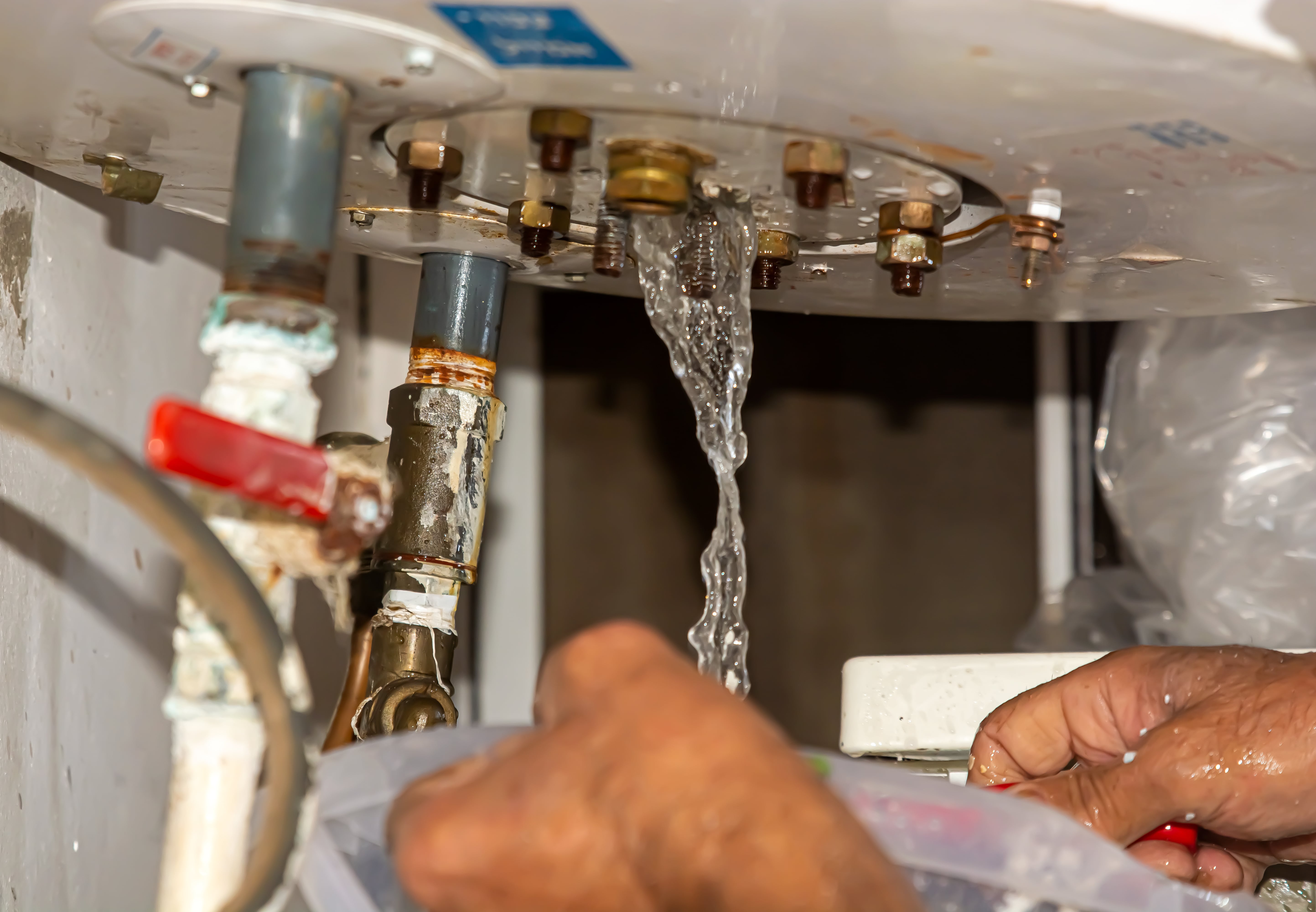 clear water leak from the home boiler